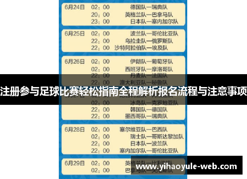 注册参与足球比赛轻松指南全程解析报名流程与注意事项